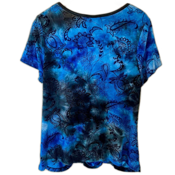 Vintage Y2K Square Neck Mesh Top Burnout Velvet 1X Whimsygoth Fairy Grunge 90s - Picture 3 of 7